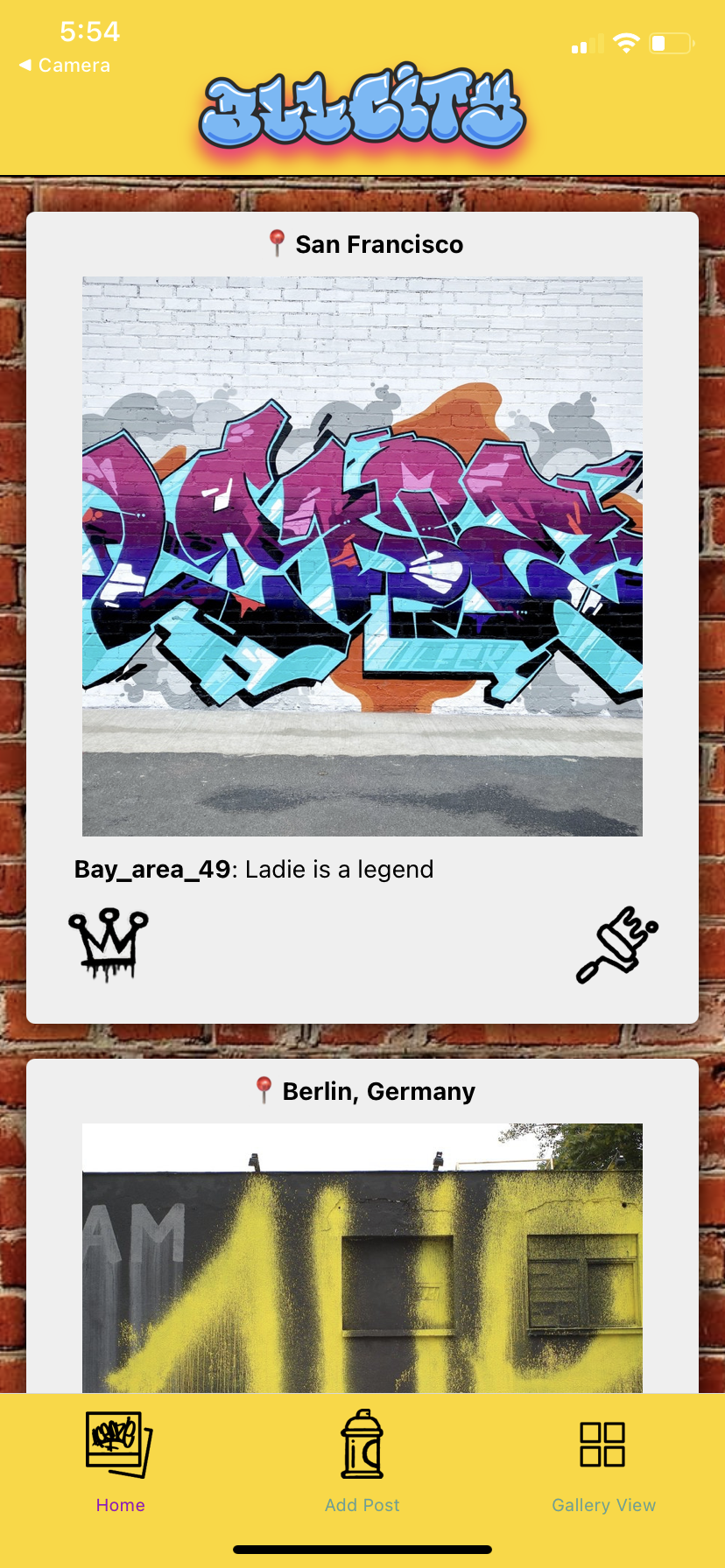 Screenshot of AllCity app
