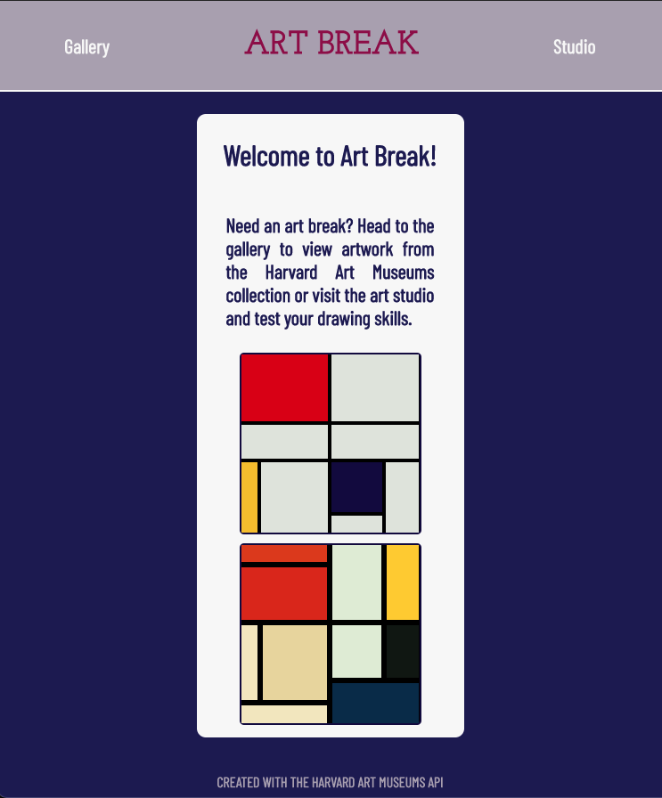 Screenshot of Art Break app